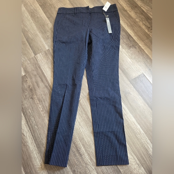 Nwt LOFT MARISA skinny Pinstripe Stripes Navy Blue 6 Tall Pants Classy Business - Picture 12 of 12